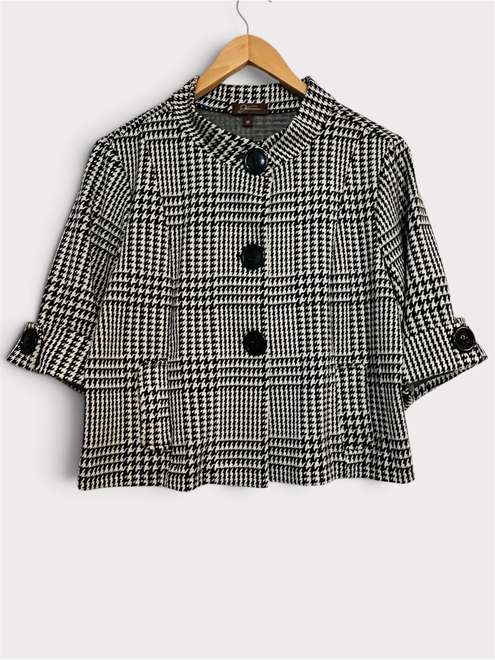 Y2K Vintage Jessica Houndstooth Plaid Cropped Jacket Size 12 Made in Canada - Picture 4 of 13